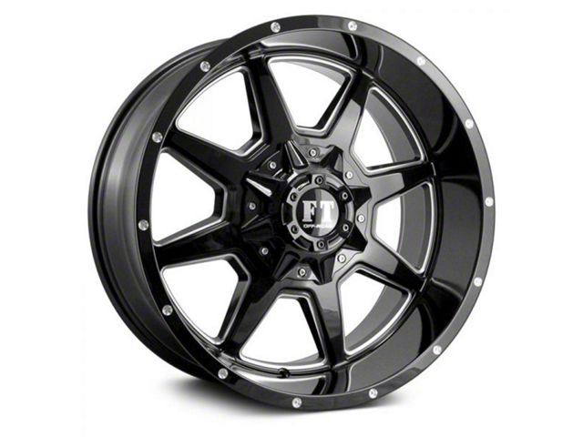 Full Throttle Off Road FT2 Gloss Black Milled Wheel; 20x12 (20-24 Jeep Gladiator JT)