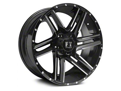 Full Throttle Off Road FT7 Gloss Black Machined Wheel; 20x9 (20-24 Jeep Gladiator JT)