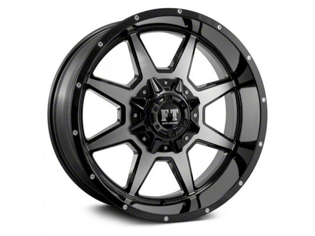 Full Throttle Off Road FT2 Gloss Black Machined Wheel; 20x12 (07-18 Jeep Wrangler JK)