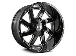 Full Throttle Off Road FT1 Gloss Black Milled 6-Lug Wheel; 20x10; 0mm Offset (16-24 Titan XD)