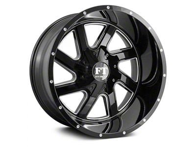 Full Throttle Off Road FT1 Gloss Black Milled 6-Lug Wheel; 20x12; -44mm Offset (16-24 Titan XD)