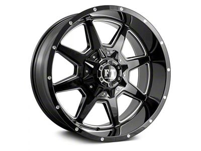 Full Throttle Off Road FT2 Gloss Black Milled 6-Lug Wheel; 20x10; 0mm Offset (16-24 Titan XD)