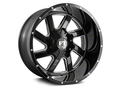 Full Throttle Off Road FT1 Gloss Black Milled 6-Lug Wheel; 22x12; -44mm Offset (04-15 Titan)