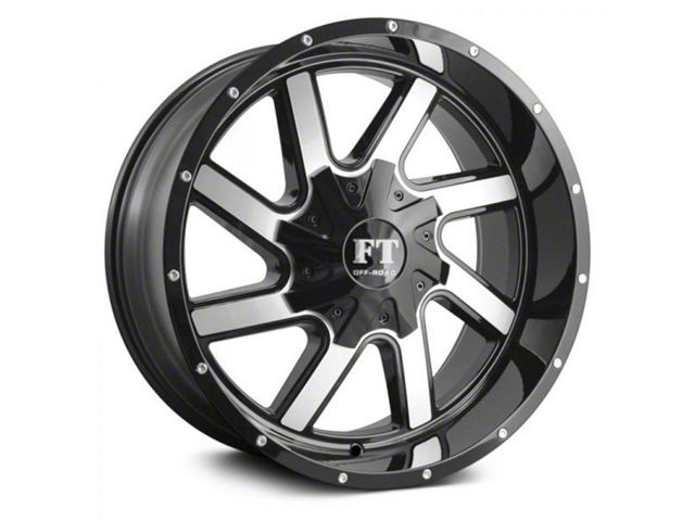 Full Throttle Off Road FT1 Gloss Black Machined 6-Lug Wheel; 17x9; 0mm Offset (22-24 Frontier)