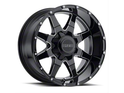 G-FX TR-12 Gloss Black Milled Wheel; 18x9; 18mm Offset (76-86 Jeep CJ5 & CJ7)