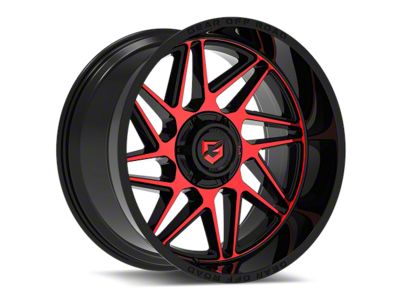 Gear Off-Road Ratio Gloss Black Machined and Red Tint Face 6-Lug Wheel; 22x12; -44mm Offset (17-24 Titan)