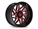 Gear Off-Road Ratio Gloss Black Machined and Red Tint Face 6-Lug Wheel; 22x12; -44mm Offset (17-24 Titan)