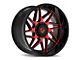 Gear Off-Road Ratio Gloss Black Machined and Red Tint Face 6-Lug Wheel; 20x12; -44mm Offset (16-24 Titan XD)