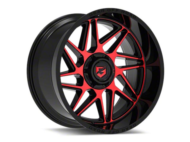 Gear Off-Road Ratio Gloss Black Machined and Red Tint Face 6-Lug Wheel; 20x12; -44mm Offset (22-24 Tundra)