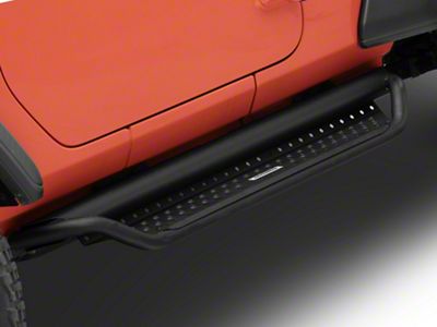 Go Rhino Dominator Xtreme D1 Side Step Bars; Textured Black (18-24 Jeep Wrangler JL 2-Door)