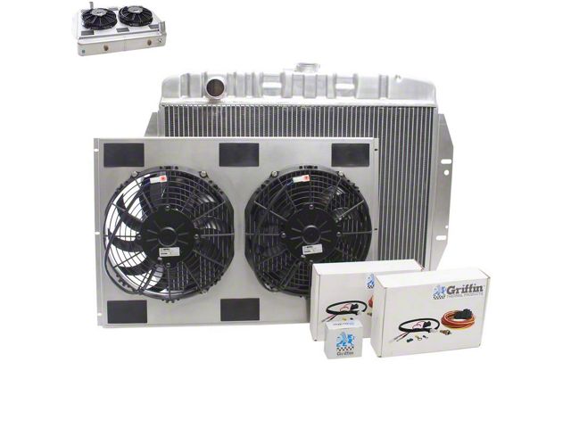 Griffin Radiators ComboUnit DownFlow Radiator with GM Outlets; Short Core; 2-Row (76-86 Jeep CJ7 w/ Automatic Transmission)