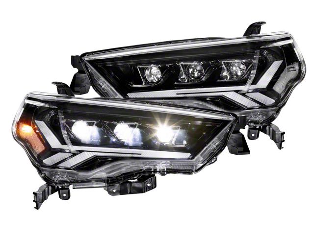 GTR Lighting Carbide LED Headlights with Amber Side Markers; Black Housing; Clear Lens (21-24 4Runner w/ Factory LED Low/Halogen High Beam Headlights)