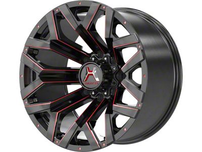 Hartes Metal Hawkish Gloss Black Milled with Red Tint 6-Lug Wheel; 22x12; -44mm Offset (03-09 4Runner)