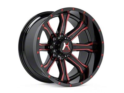 Hartes Metal Strike Gloss Black Milled with Red Tint 6-Lug Wheel; 20x9; 15mm Offset (04-15 Titan)