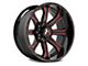 Hartes Metal Strike Gloss Black Milled with Red Tint 6-Lug Wheel; 22x12; -44mm Offset (05-15 Tacoma)