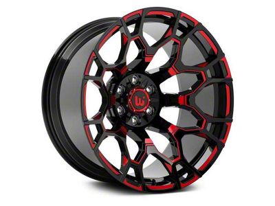 Hartes Metal Spur Gloss Black Milled with Red Tint Wheel; 22x12; -44mm Offset (07-13 Tundra)