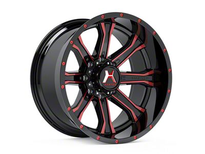 Hartes Metal Strike Gloss Black Milled with Red Tint 6-Lug Wheel; 22x12; -44mm Offset (10-24 4Runner)