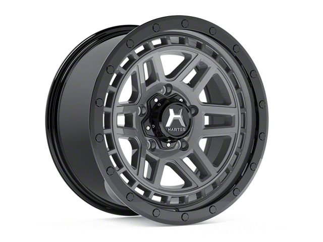 Hartes Metal Beast Anthracite with Black Simulated Beadlock 6-Lug Wheel; 17x8.5; 20mm Offset (2024 Tacoma)