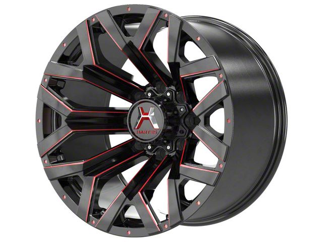 Hartes Metal Hawkish Gloss Black Milled with Red Tint 6-Lug Wheel; 20x9; 0mm Offset (2024 Tacoma)