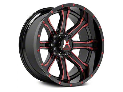 Hartes Metal Strike Gloss Black Milled with Red Tint 6-Lug Wheel; 22x12; -44mm Offset (2024 Tacoma)