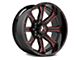 Hartes Metal Strike Gloss Black Milled with Red Tint 6-Lug Wheel; 22x12; -44mm Offset (10-24 4Runner)