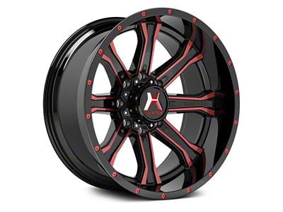 Hartes Metal Strike Gloss Black Milled with Red Tint 6-Lug Wheel; 22x12; -44mm Offset (22-24 Bronco Raptor)