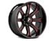 Hartes Metal Strike Gloss Black Milled with Red Tint 6-Lug Wheel; 22x12; -44mm Offset (22-24 Bronco Raptor)