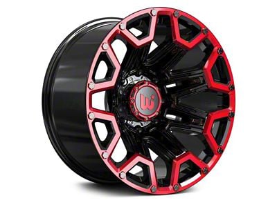 Hartes Metal Blaze Gloss Black Machined with Red Tint Wheel; 20x10; -24mm Offset (84-01 Jeep Cherokee XJ)