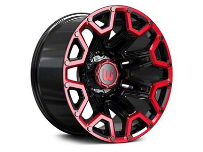 Hartes Metal Blaze Gloss Black Machined with Red Tint Wheel; 22x12; -44mm Offset (84-01 Jeep Cherokee XJ)