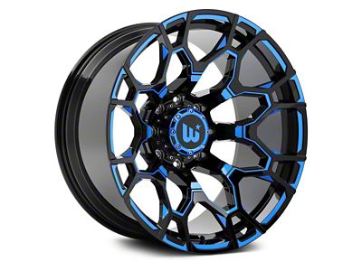 Hartes Metal Spur Gloss Black Milled with Blue Tint Wheel; 22x12; -44mm Offset (84-01 Jeep Cherokee XJ)