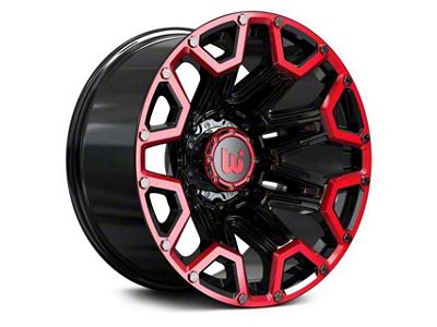 Hartes Metal Blaze Gloss Black Machined with Red Tint Wheel; 22x12 (20-24 Jeep Gladiator JT)