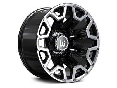 Hartes Metal Blaze Gloss Black Machined Wheel; 22x12; -44mm Offset (99-04 Jeep Grand Cherokee WJ)