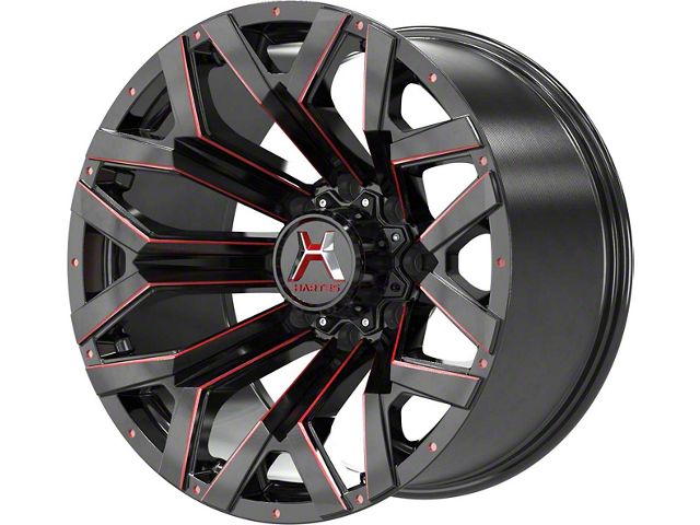 Hartes Metal Hawkish Gloss Black Milled with Red Tint Wheel; 20x10 (76-86 Jeep CJ7)