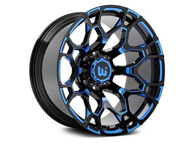 Hartes Metal Spur Gloss Black Milled with Blue Tint Wheel; 22x12 (97-06 Jeep Wrangler TJ)