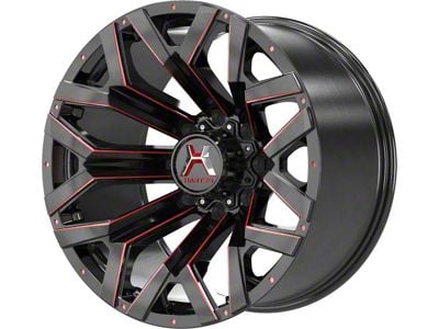 Hartes Metal Hawkish Gloss Black Milled with Red Tint 6-Lug Wheel; 22x12; -44mm Offset (17-24 Titan)