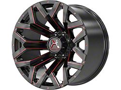 Hartes Metal Hawkish Gloss Black Milled with Red Tint 6-Lug Wheel; 22x12; -44mm Offset (22-24 Tundra)