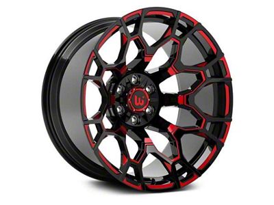 Hartes Metal Spur Gloss Black Milled with Red Tint Wheel; 20x10; -12mm Offset (14-21 Tundra)