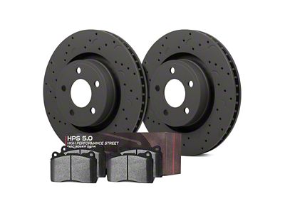 Hawk Performance Talon Cross-Drilled and Slotted Brake Rotor and HPS Pad Kit; Front (11-16 Jeep Grand Cherokee WK2 w/ Solid Rear Rotors, Excluding SRT)