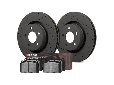 Hawk Performance Talon Cross-Drilled and Slotted Brake Rotor and HPS Pad Kit; Front (05-10 Jeep Grand Cherokee WK, Excluding SRT8)