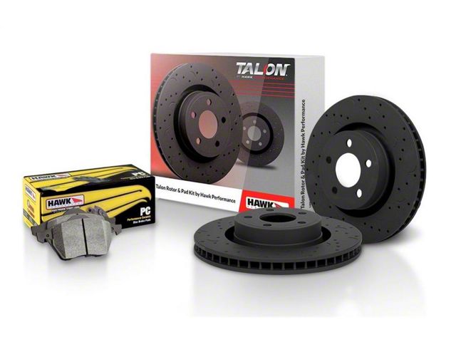 Hawk Performance Talon Cross-Drilled and Slotted Brake Rotor and Ceramic Pad Kit; Front (90-98 Jeep Wrangler YJ & TJ; 1999 Jeep Wrangler TJ w/ 3-1/4-Inch Composite Rotors)