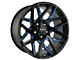 HD Off-Road Wheels Canyon Satin Black Milled with Blue Clear Wheel; 20x10 (18-24 Jeep Wrangler JL)