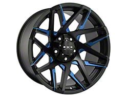 HD Off-Road Wheels Canyon Satin Black Milled with Blue Clear Wheel; 20x10 (07-18 Jeep Wrangler JK)