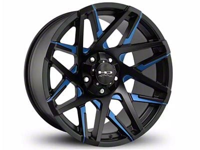 HD Off-Road Wheels Canyon Satin Black Milled with Blue Clear 6-Lug Wheel; 20x9; 0mm Offset (04-15 Titan)