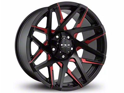 HD Off-Road Wheels Canyon Satin Black Milled with Red Clear Wheel; 20x9; 0mm Offset (04-15 Titan)