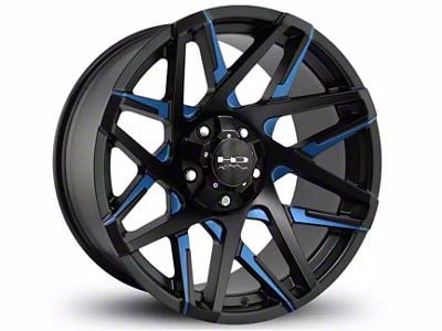 HD Off-Road Wheels Canyon Satin Black Milled with Blue Clear Wheel; 20x9; 0mm Offset (21-24 Bronco, Excluding Raptor)