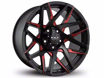 HD Off-Road Wheels Canyon Satin Black Milled with Red Clear Wheel; 20x10; -25mm Offset (16-23 Tacoma)