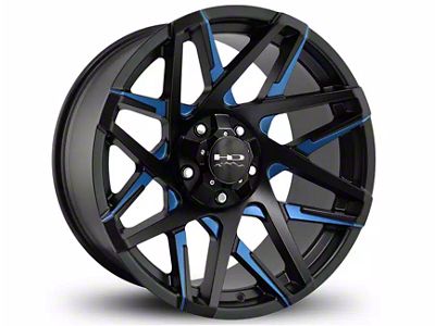 HD Off-Road Wheels Canyon Satin Black Milled with Blue Clear Wheel; 20x10; -25mm Offset (17-24 Titan)