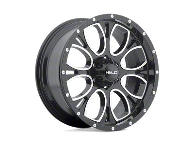 HELO HE879 Gloss Black Machined Wheel; 17x9; -12mm Offset (18-24 Jeep Wrangler JL)