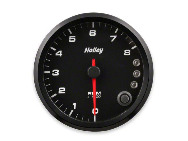 Holley 3-3/8-Inch 8K Tachometer with Shift Light; Black (Universal; Some Adaptation May Be Required)