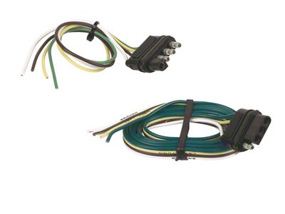 4-Wire Flat Connector Set; 48-Inch Vehicle Side/12-Inch Trailer Side